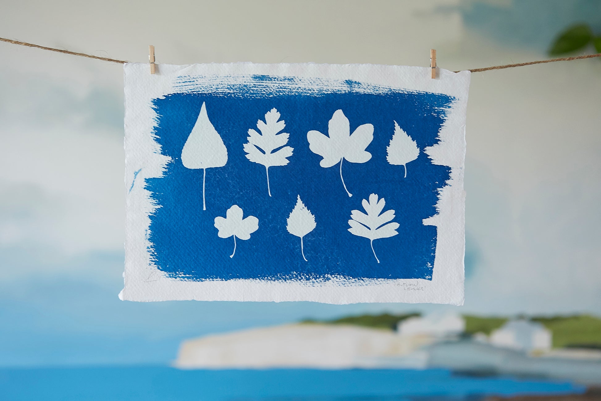 'Autumn Leaves' Cyanotype A4 Print - Ed Watts Studio