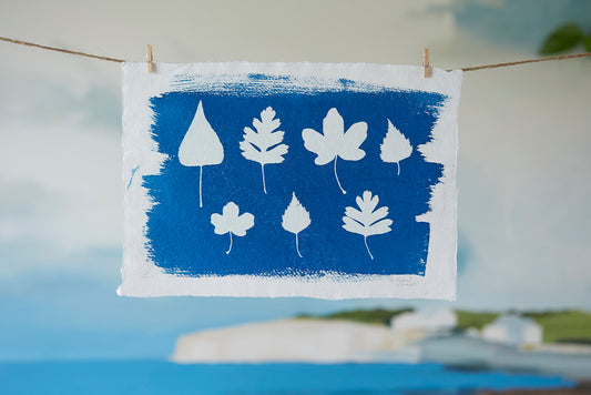 'Autumn Leaves' Cyanotype A4 Print - Ed Watts Studio
