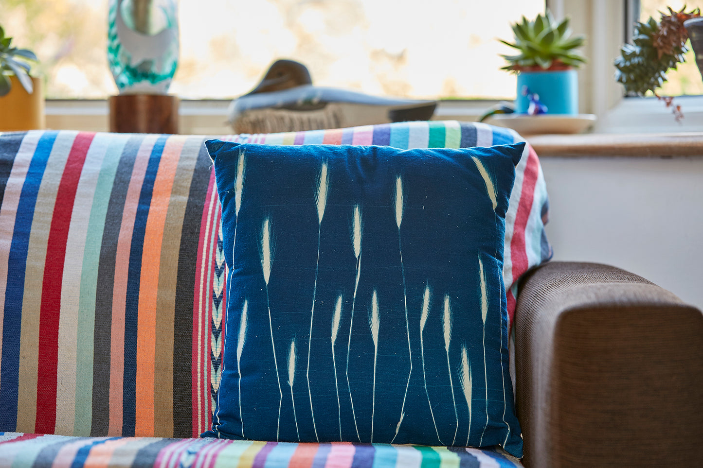 Wall Barley Cyanotype Cushion. - Ed Watts Studio