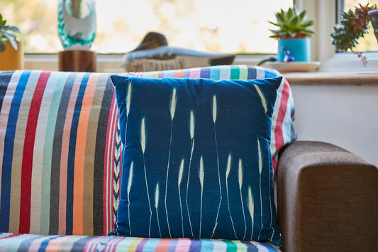 Wall Barley Cyanotype Cushion. - Ed Watts Studio