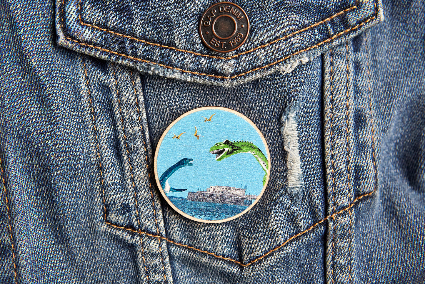 Dippy Finds Love Pin Badge - Ed Watts Studio