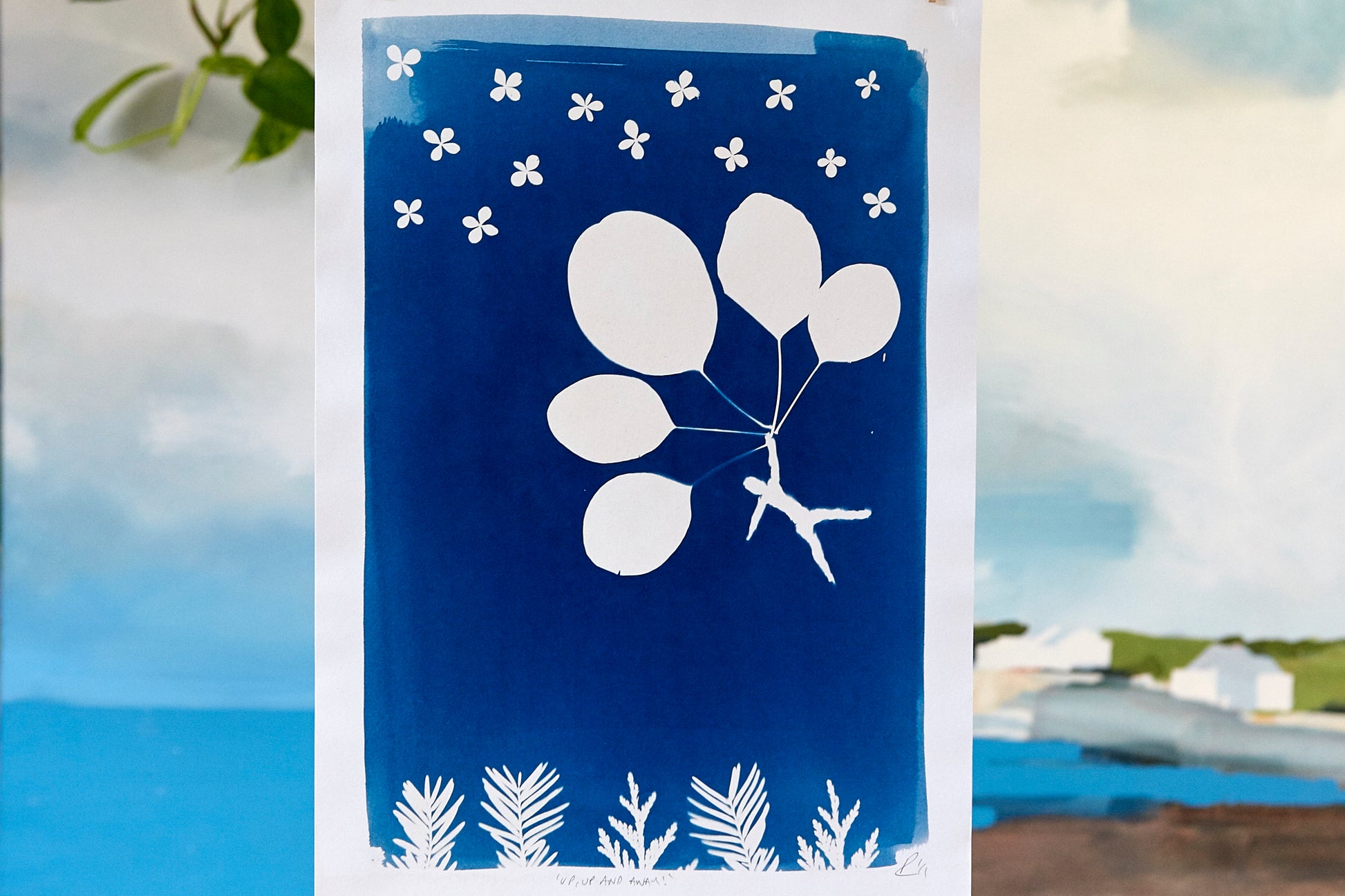 'Up, Up and Away!' Cyanotype A3 Print - Ed Watts Studio