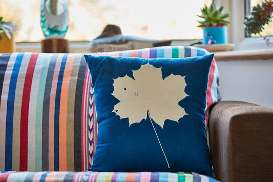 Maple Leaf Cyanotype Cushion - Ed Watts Studio