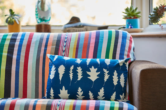 Oak Leaf Cyanotype Cushion - Ed Watts Studio
