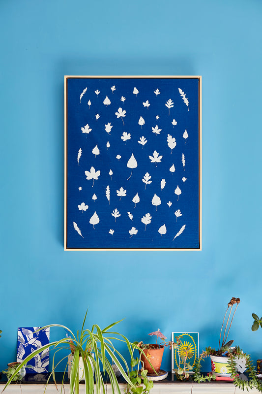 Autumn Leaves Framed Cyanotype - Ed Watts Studio