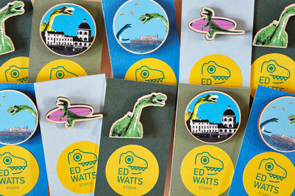 Surf's Up Suzy Pin Badge - Ed Watts Studio