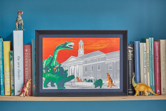 'All Aboard the Dino Bus' Framed Print